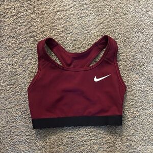 Nike Women's Burgundy and Black Sports Bra